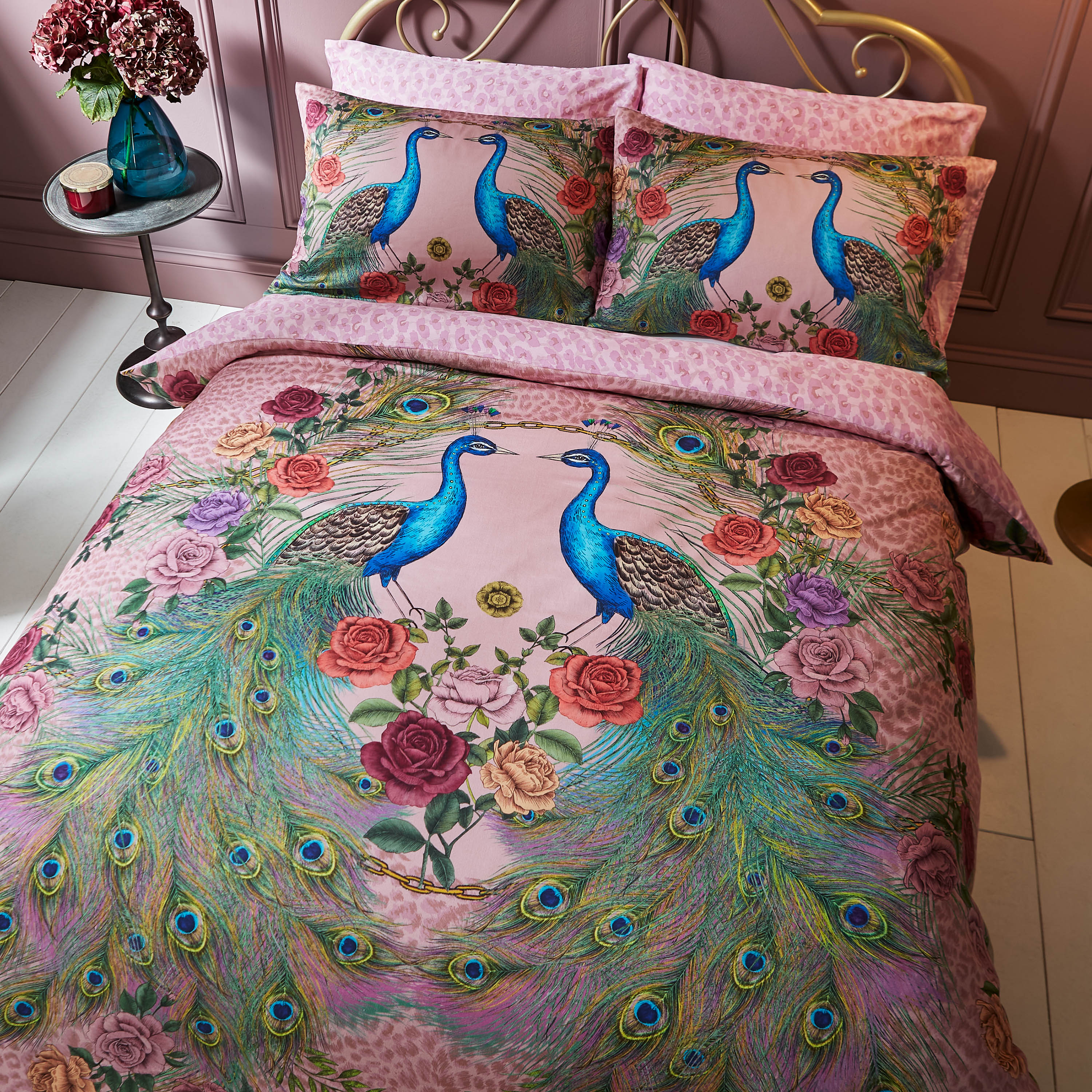 Xanadu Peacock Bedding Set With Pillowcase By Matthew Williamson In Pink